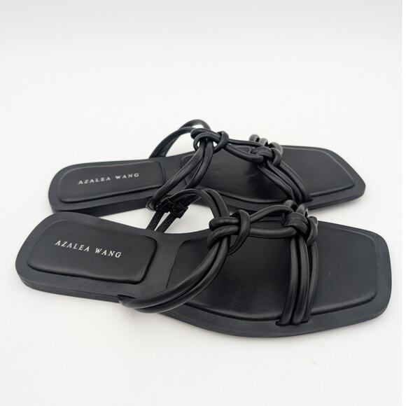 Azalea Wang Stetson Tubular Straps Knot Flat Sandals Women's Black Size US9 EU40 - Picture 3 of 8